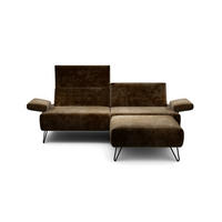 2,5-SITZER Samt Braun  - Schwarz/Braun, Design, Textil/Metall (204-234/85/86-94cm) - SENSOO