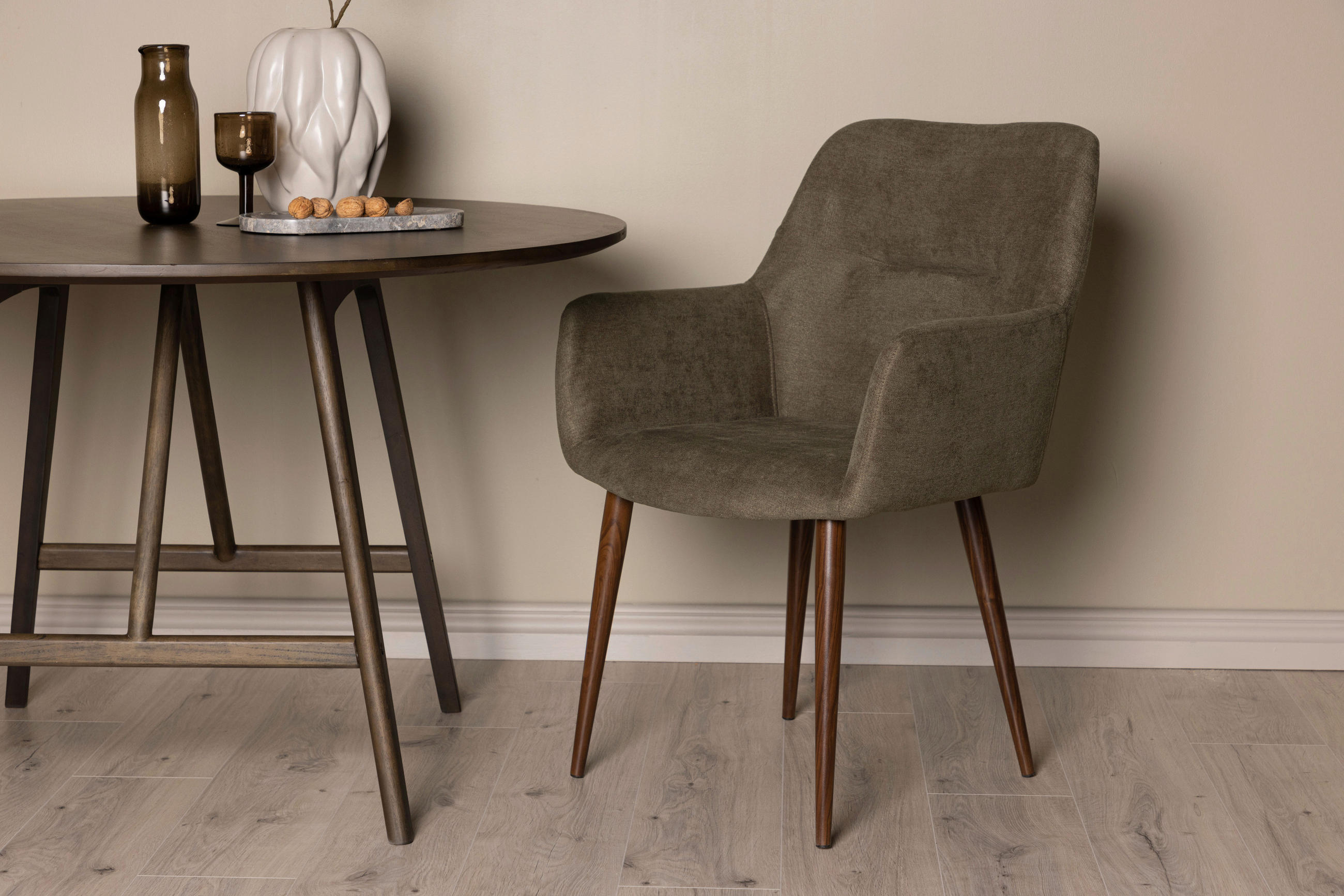 STUHL-SET  in Stahl Flachgewebe  - Dunkelgrau/Braun, Design, Textil/Metall (60/90/62cm) - Livetastic