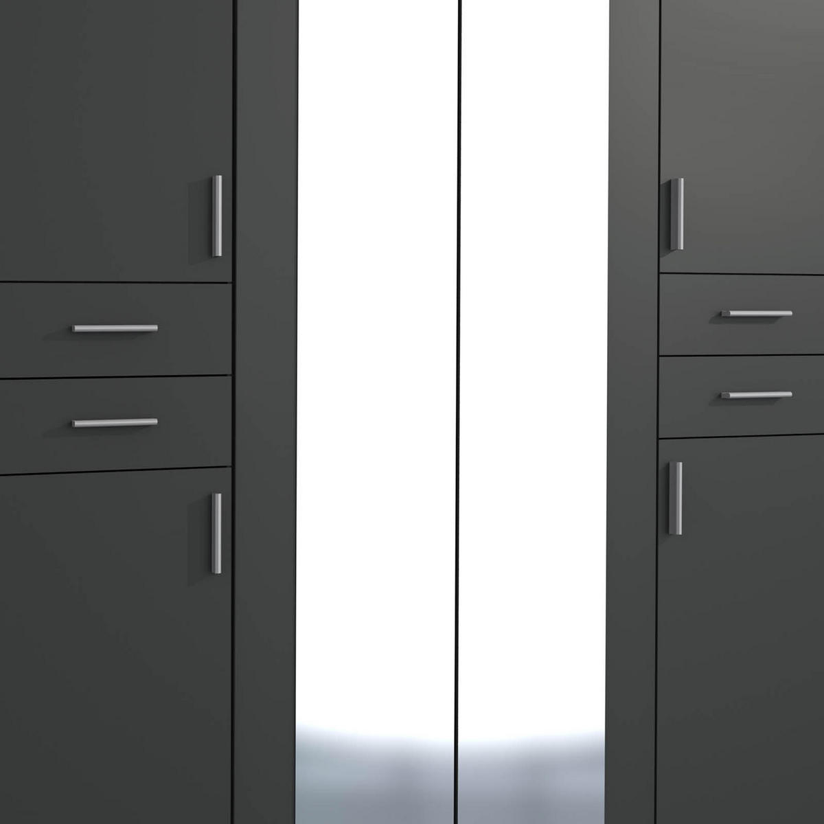 DREHTÜRENSCHRANK in Graphitfarben  - Silberfarben/Graphitfarben, Basics, Holzwerkstoff (180/208/58cm) - MID.YOU