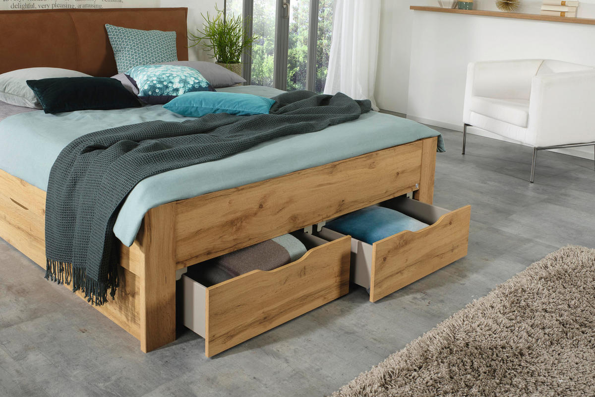STAURAUMBETT 180/200 cm  in Eichefarben  - Eichefarben/Rostfarben, Design, Holzwerkstoff (180/200cm) - Xora
