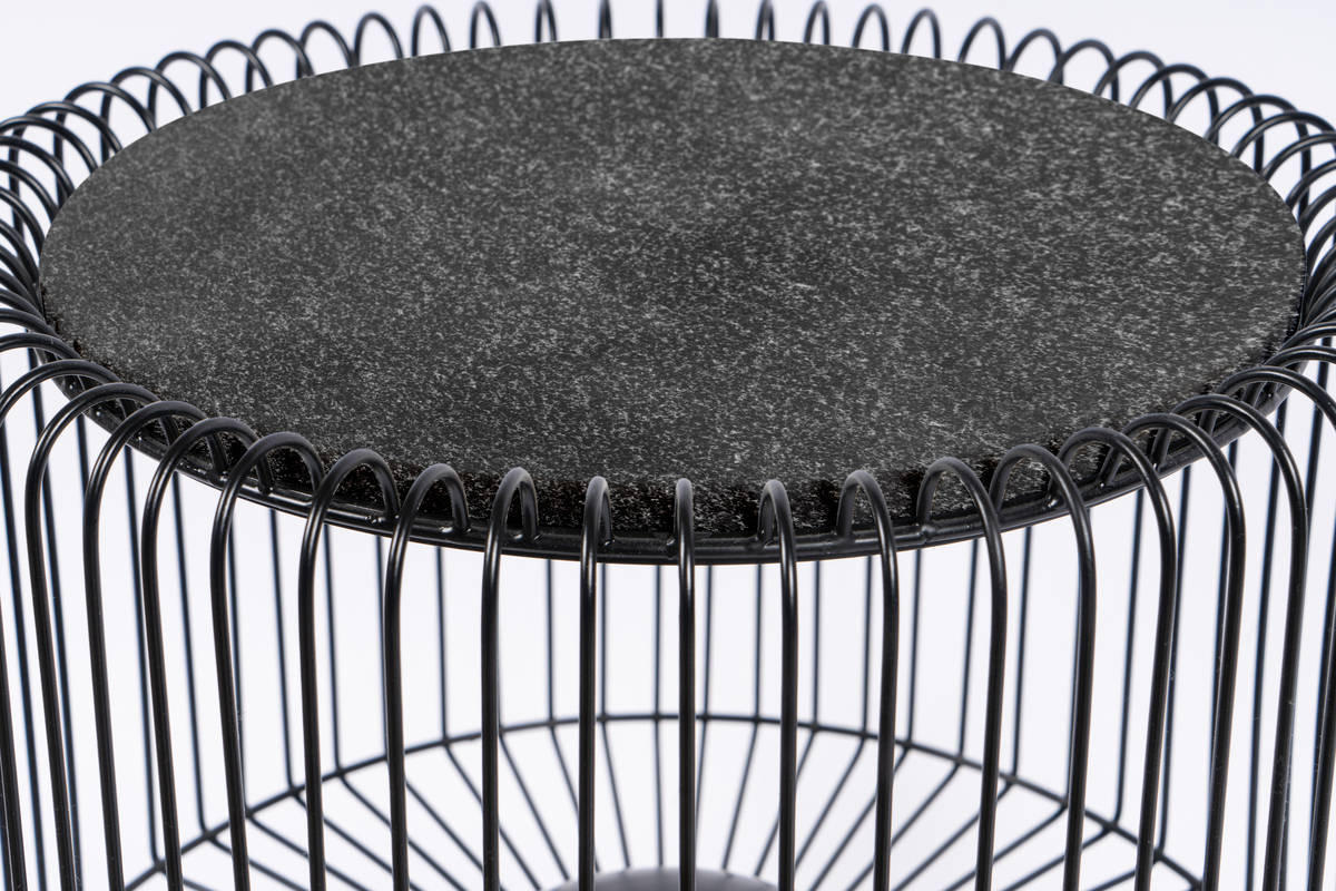 BEISTELLTISCH in Metall, Stein 51/51/56,5 cm  - Silberfarben/Schwarz, Basics, Stein/Metall (51/51/56,5cm) - Kayoom