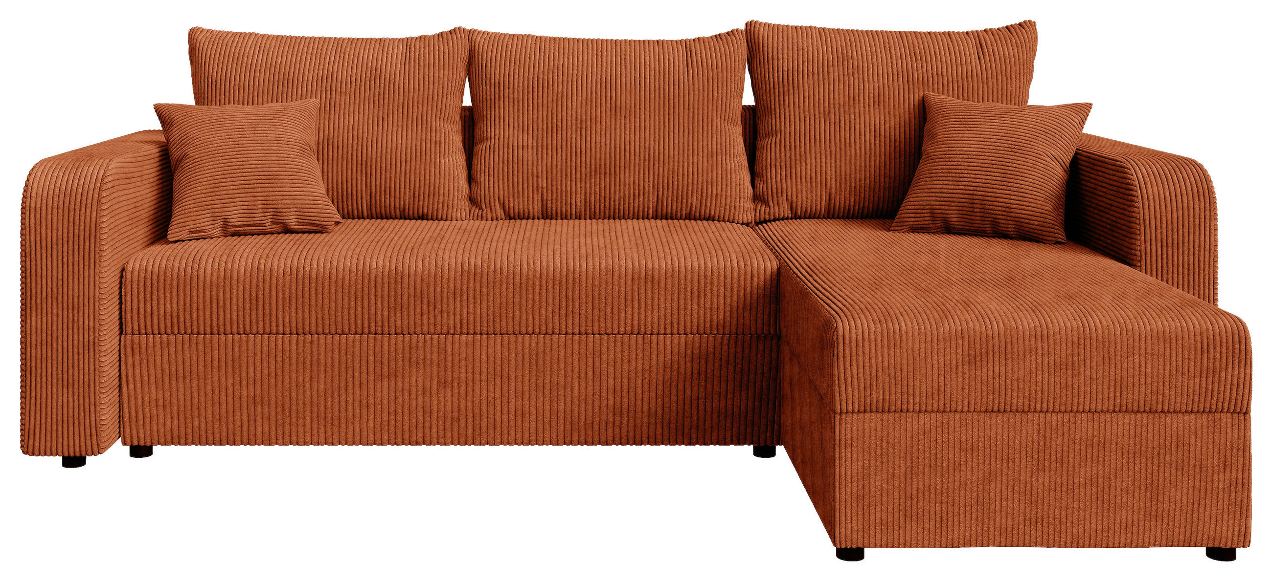 ECKSOFA Rostfarben Cord  - Rostfarben/Schwarz, KONVENTIONELL, Kunststoff/Textil (140/240cm) - Carryhome