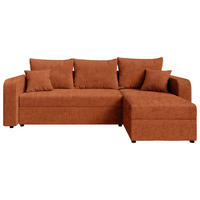 ECKSOFA Rostfarben Cord  - Rostfarben/Schwarz, KONVENTIONELL, Kunststoff/Textil (140/240cm) - Carryhome