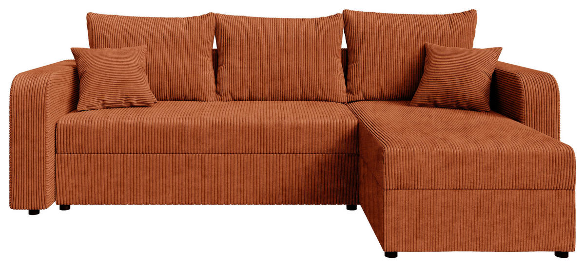 ECKSOFA Rostfarben Cord  - Rostfarben/Schwarz, KONVENTIONELL, Kunststoff/Textil (140/240cm) - Carryhome