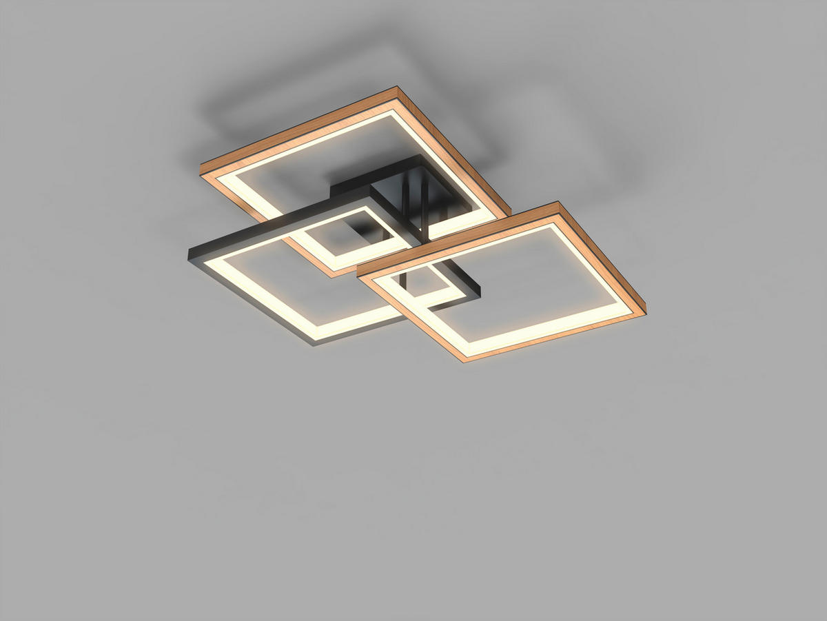 LED-DECKENLEUCHTE 57/57/16 cm   - Buchefarben/Schwarz, Natur, Holz/Metall (57/57/16cm)