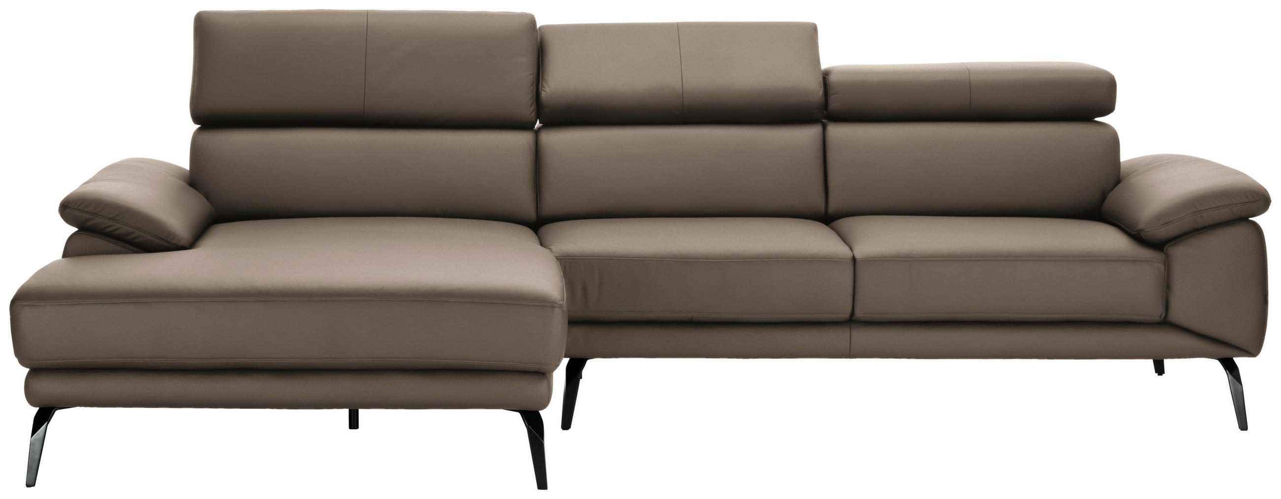 ECKSOFA Hellbraun Echtleder  - Hellbraun/Schwarz, Design, Leder/Metall (187/295cm) - Novel