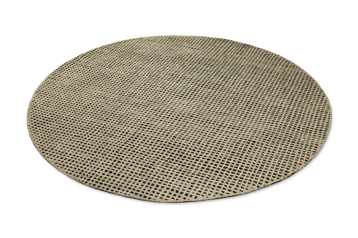 WEBTEPPICH Wohnzimmer 180 cm Hamptons Twentynine Schwarz, Sandfarben rund  - Sandfarben/Schwarz, Design, Textil (180cm) - WECON HOME