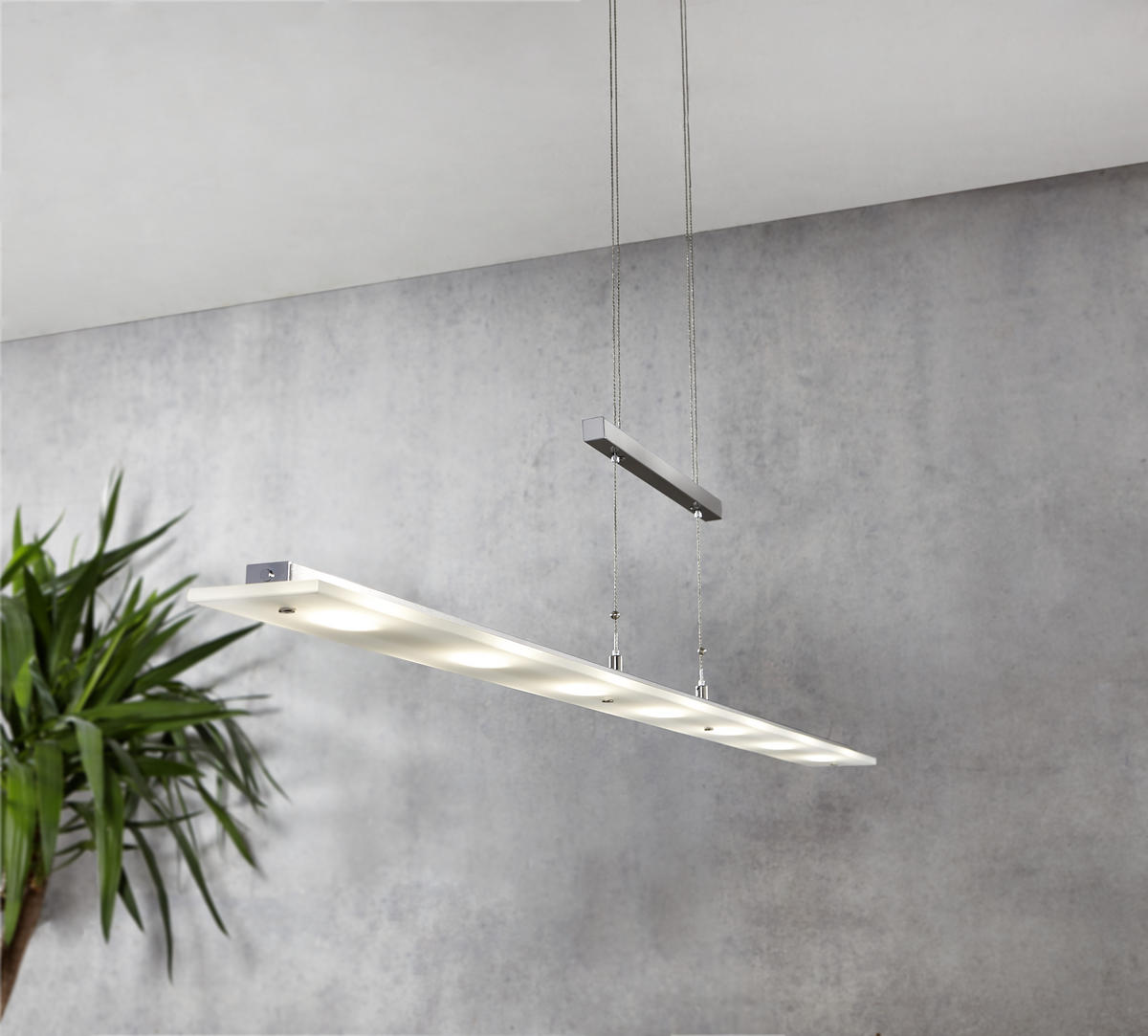 LED-HÄNGELEUCHTE   135 cm  - Chromfarben/Weiss, Design, Glas/Metall (135cm) - Fischer & Honsel