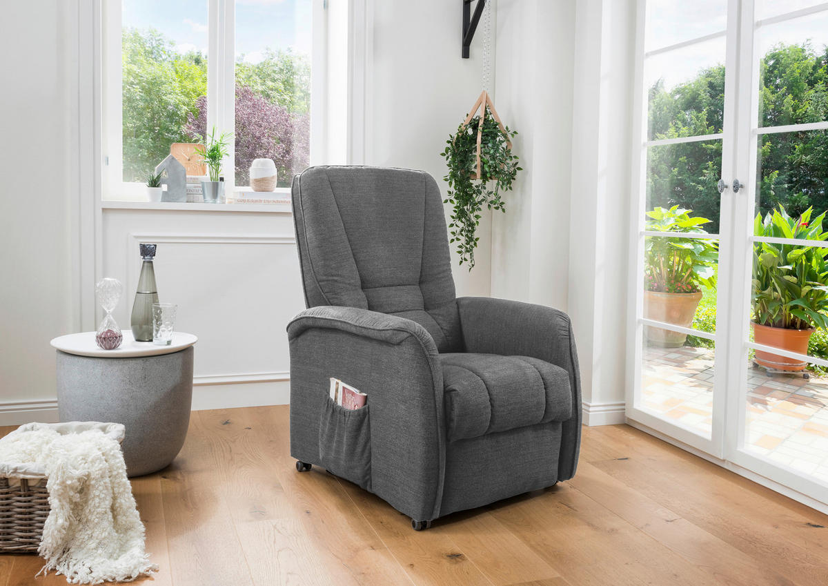 FERNSEHSESSEL in Struktur Dunkelgrau  - Dunkelgrau/Schwarz, Design, Kunststoff/Textil (77/107/88cm) - Livetastic