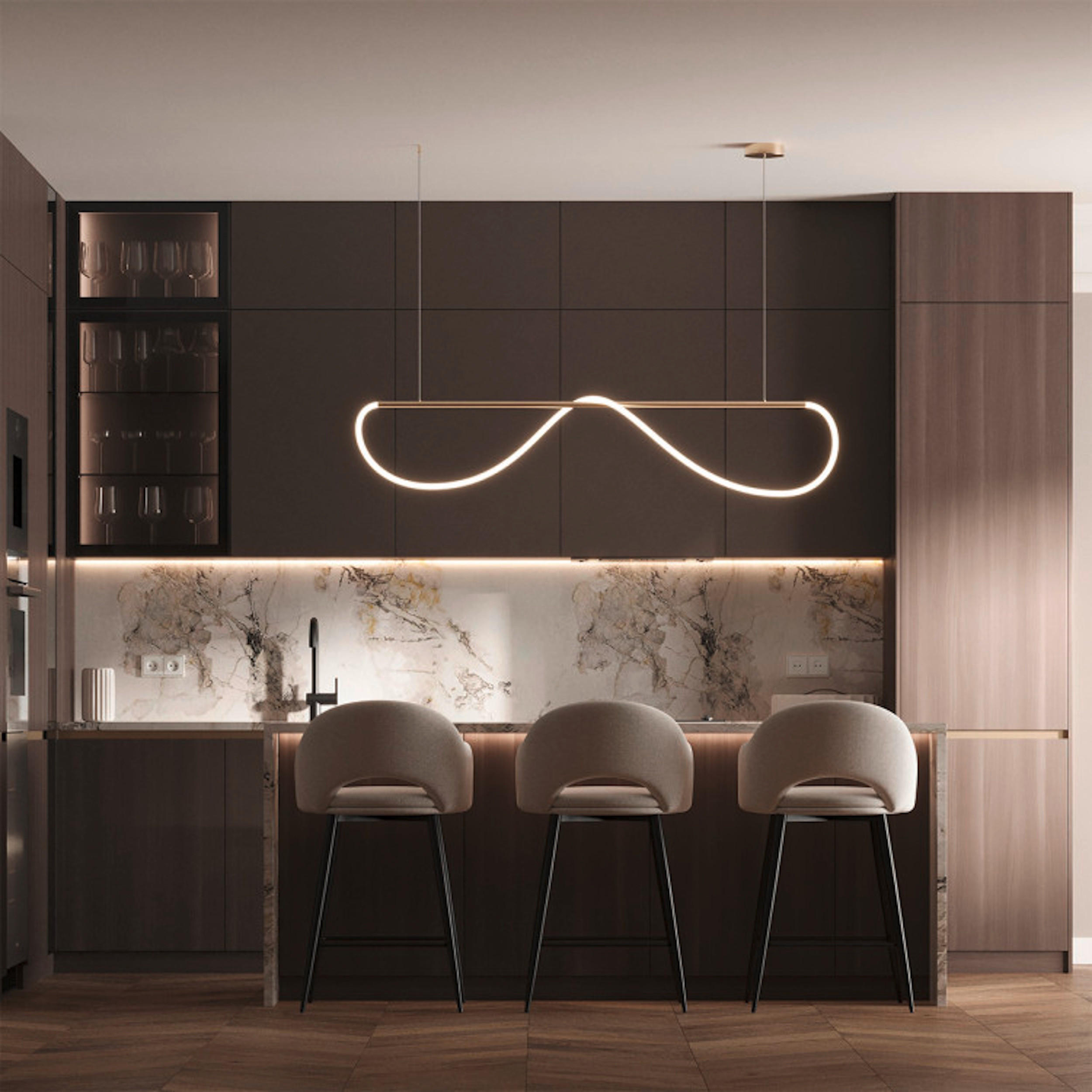 HÄNGELEUCHTE 160/15/130 cm    - Goldfarben, Design, Metall (160/15/130cm)