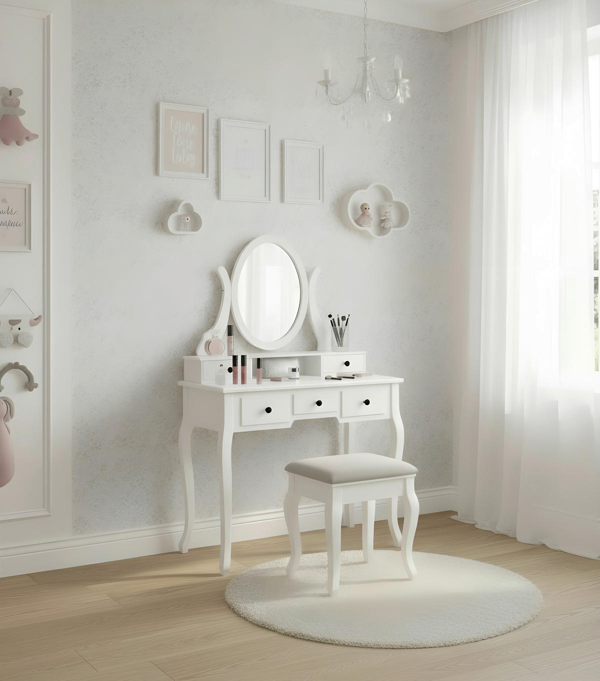 TOALETNÍ STOLEK, bílá, 97/40/142 cm - bílá/černá, Lifestyle, kov/dřevo (97/40/142cm) - Ambia Home