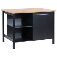 KUHINJSKI OTOK - srebrne barve/črna, Basics, umetna masa/leseni material (123/90/90cm) - MID.YOU