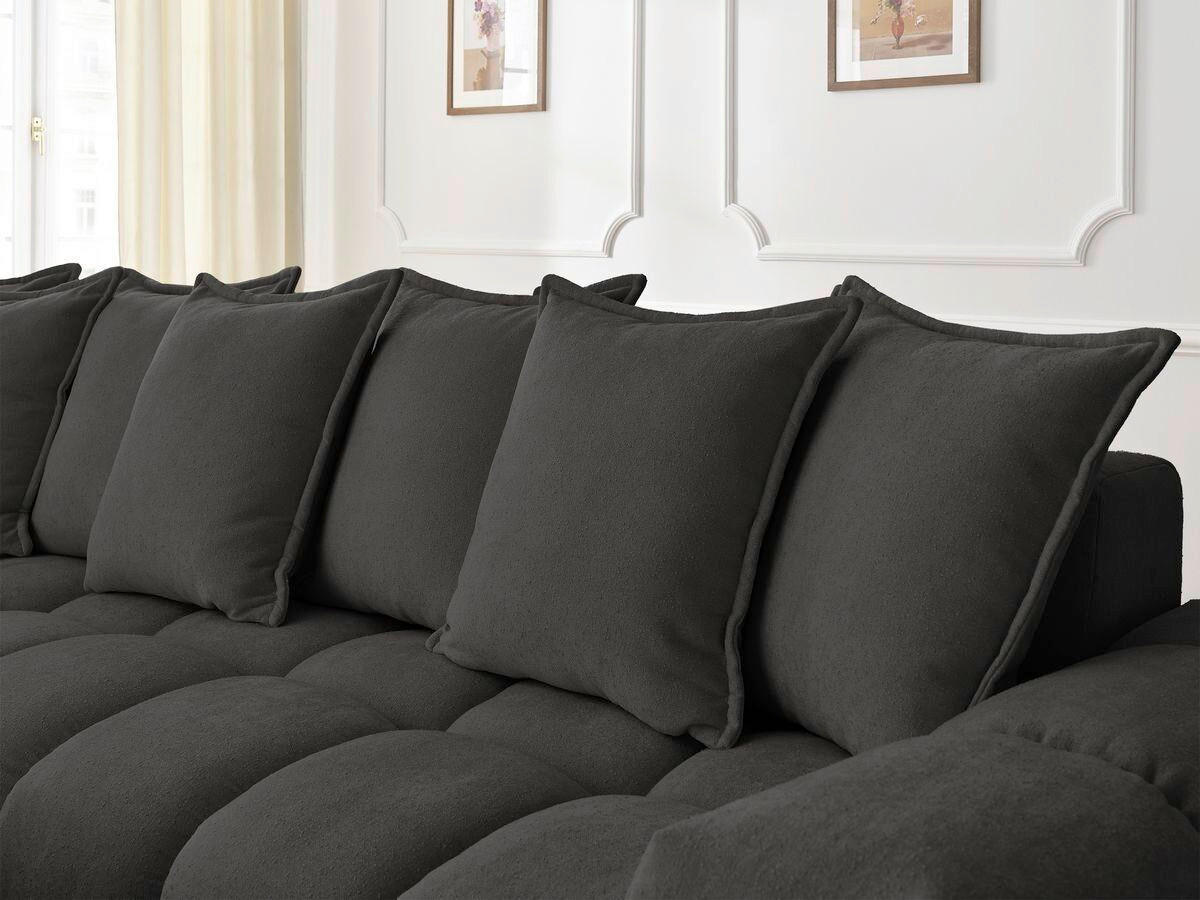 ECKSOFA Ottomane links  EVEREST Struktur  - Schwarz, MODERN, Kunststoff/Textil (210/352cm)