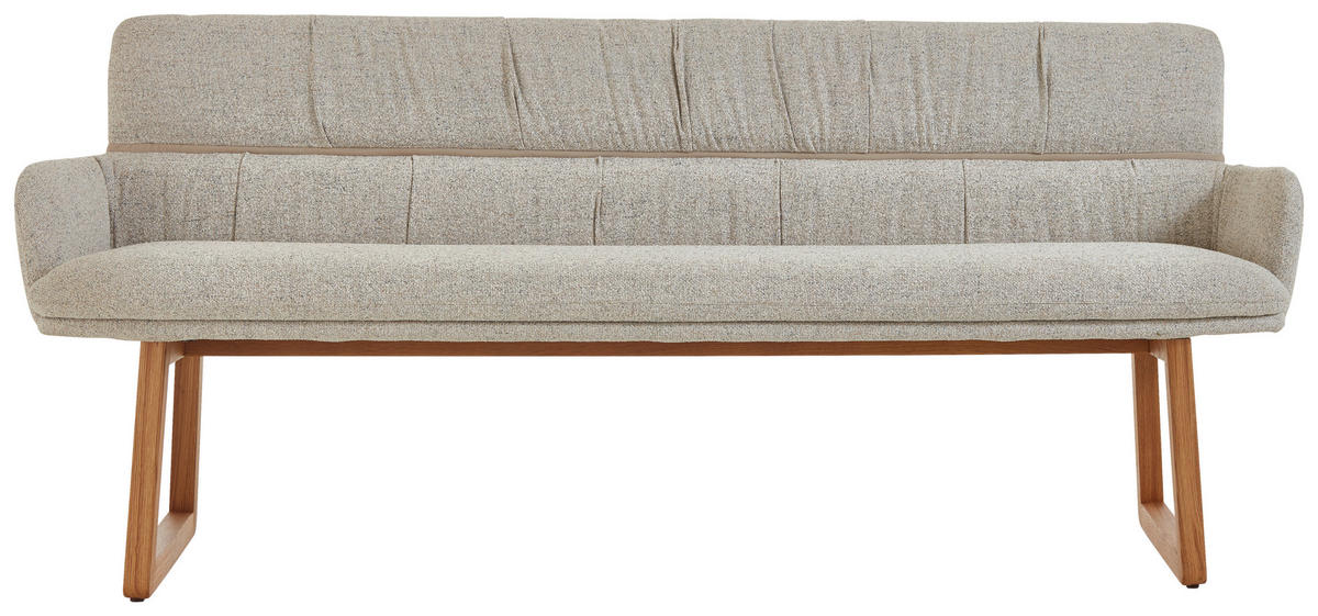 SITZBANK 200/86/68 cm Mikrofaser Naturfarben Wildeiche massiv  - Wildeiche/Naturfarben, Design, Holz/Textil (200/86/68cm) - Valdera