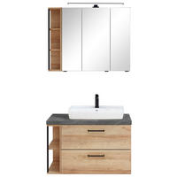 BADEZIMMER  in 90 cm  - Schieferfarben/Eichefarben, MODERN, Keramik/Holzwerkstoff (90cm) - Pelipal