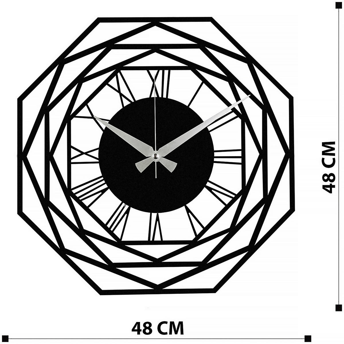 WANDUHR Schwarz 48/48/4 cm  - Schwarz, LIFESTYLE, Metall (48/48/4cm)