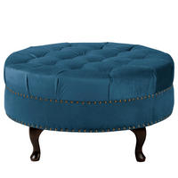 HOCKER Textil Dunkelblau  - Braun/Dunkelblau, Design, Holz/Textil (80/45/80cm) - Livetastic