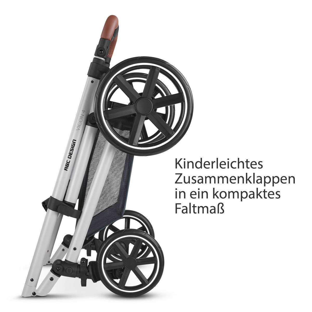 KINDERWAGENSET  Vicon 4  Lake  - Silberfarben/Dunkelblau, Basics, Textil/Metall (91/61/110cm) - ABC Design
