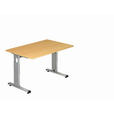 SCHREIBTISCH 120/80/65-85 cm Buchefarben, Silberfarben  - Buchefarben/Silberfarben, KONVENTIONELL, Holzwerkstoff/Metall (120/80/65-85cm) - Venda