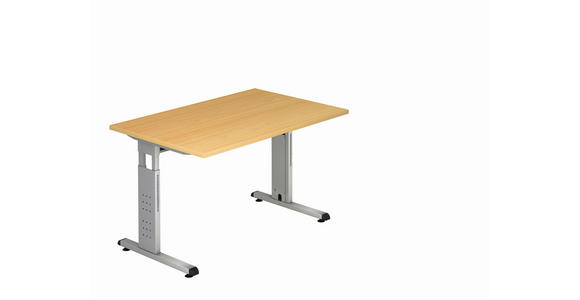 SCHREIBTISCH 120/80/65-85 cm Buchefarben, Silberfarben  - Buchefarben/Silberfarben, KONVENTIONELL, Holzwerkstoff/Metall (120/80/65-85cm) - Venda