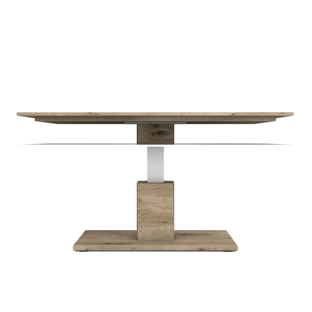 COUCHTISCH in Holz, Glas 120/75/46 cm  - Weiss/Eichefarben, Design, Glas/Holz (120/75/46cm) - Voglauer