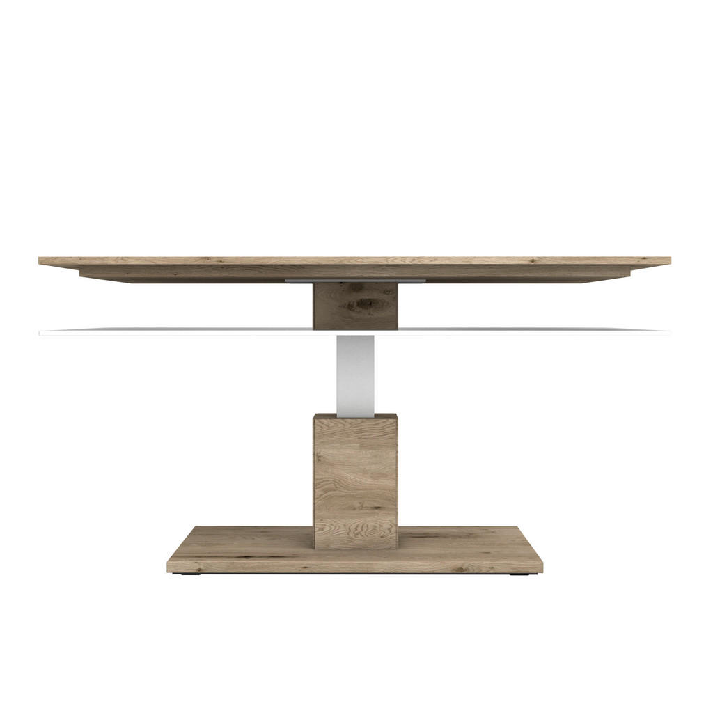 Thumbnail - Voglauer Couchtisch, Weiß, Eiche, Holz, Glas, Altholz, Eiche, massiv, rechteckig, eckig, Bodenplatte, 75x46x120 cm, Gold...
