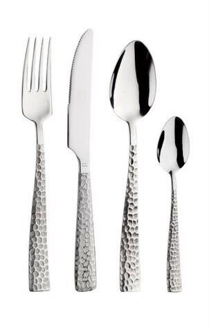 BESTECKSET PALACE MARTELLATO  24-teilig  - Edelstahlfarben, Basics, Metall (25,5/7/5,3cm) - Pintinox