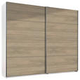 SCHWEBETÜRENSCHRANK  in Weiß, Eichefarben, Hickory  - Eichefarben/Alufarben, Design, Holzwerkstoff/Metall (225/210/65cm) - Carryhome