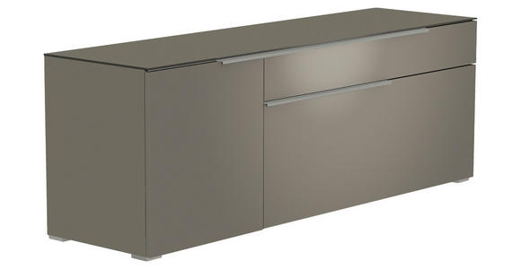 LOWBOARD Grau, Alufarben  160/58/45 cm  - Alufarben/Grau, Design, Glas/Holzwerkstoff (160/58/45cm) - Moderano