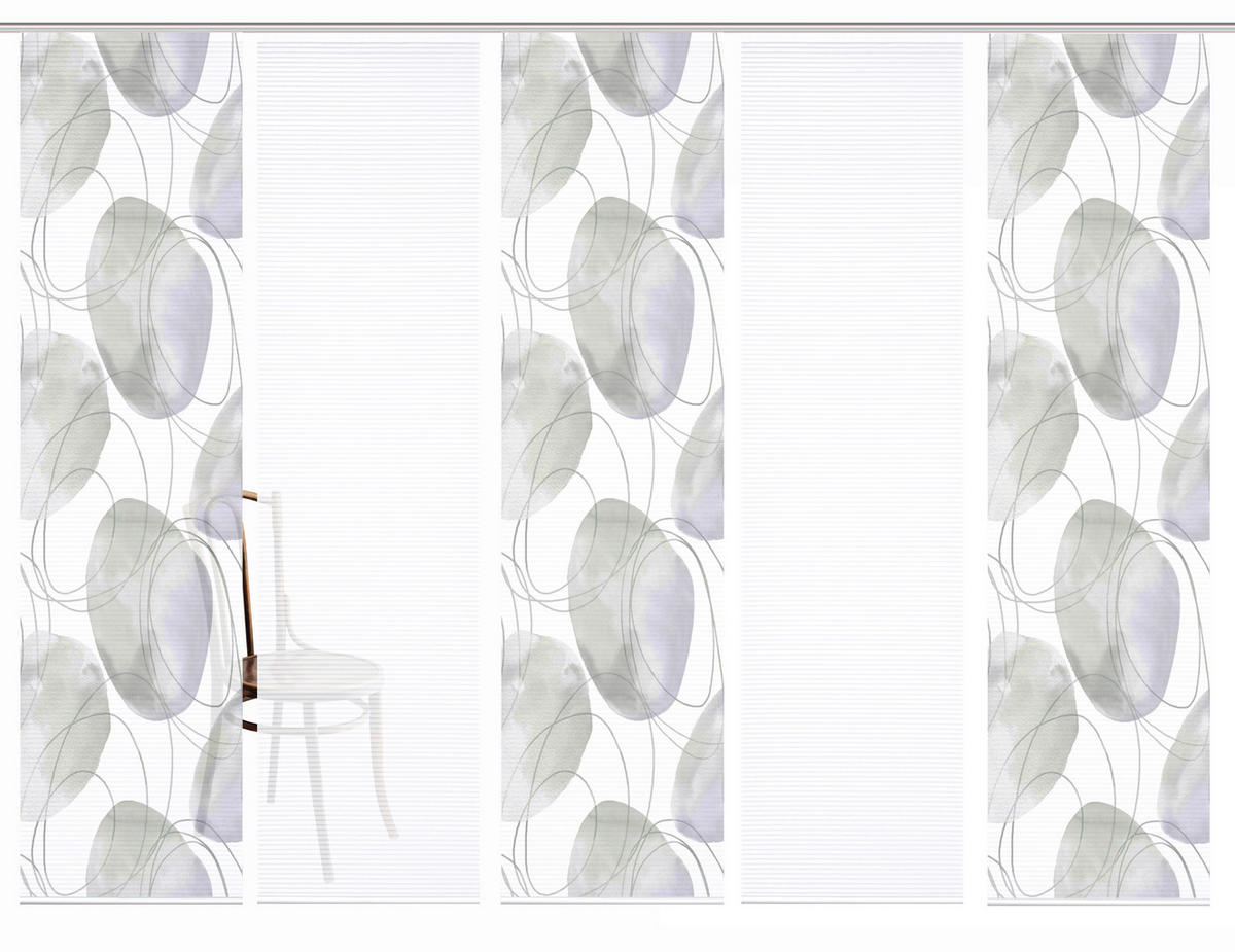 FLÄCHENVORHANG  5 Stück  blickdicht  60/245 cm   - Flieder/Weiß, Natur, Textil (60/245cm)