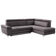 ECKSOFA in Samt Grau  - Chromfarben/Grau, KONVENTIONELL, Textil/Metall (271/206cm) - Carryhome