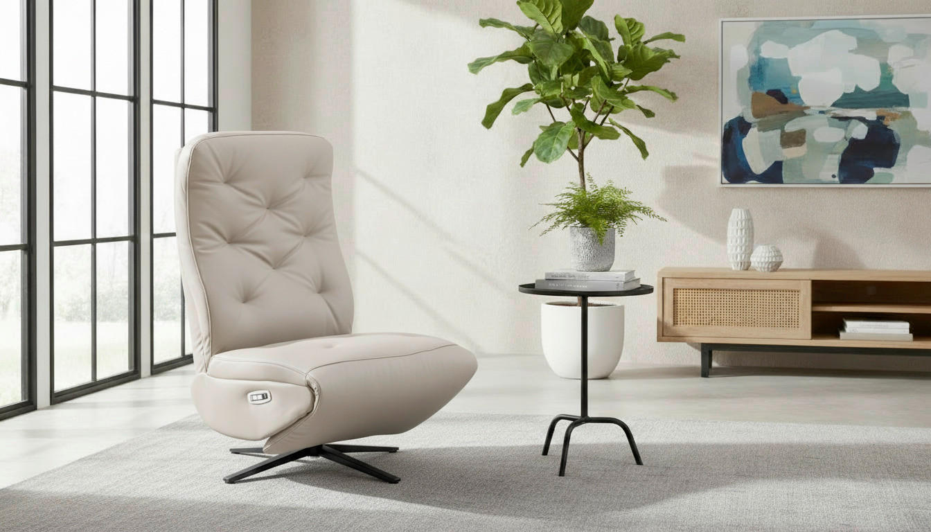 RELAXSESSEL NORA Lederlook, Mikrofaser    - Taupe/Schwarz, Design, Textil/Metall (68/113/84cm) - Livetastic