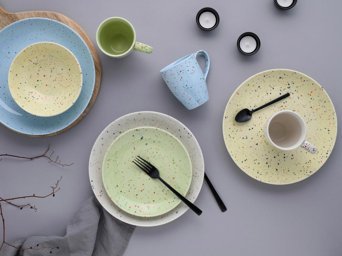 KOMBISERVICE Confetti 16-teilig  - Hellgelb/Hellgrün, Basics, Keramik - Creatable