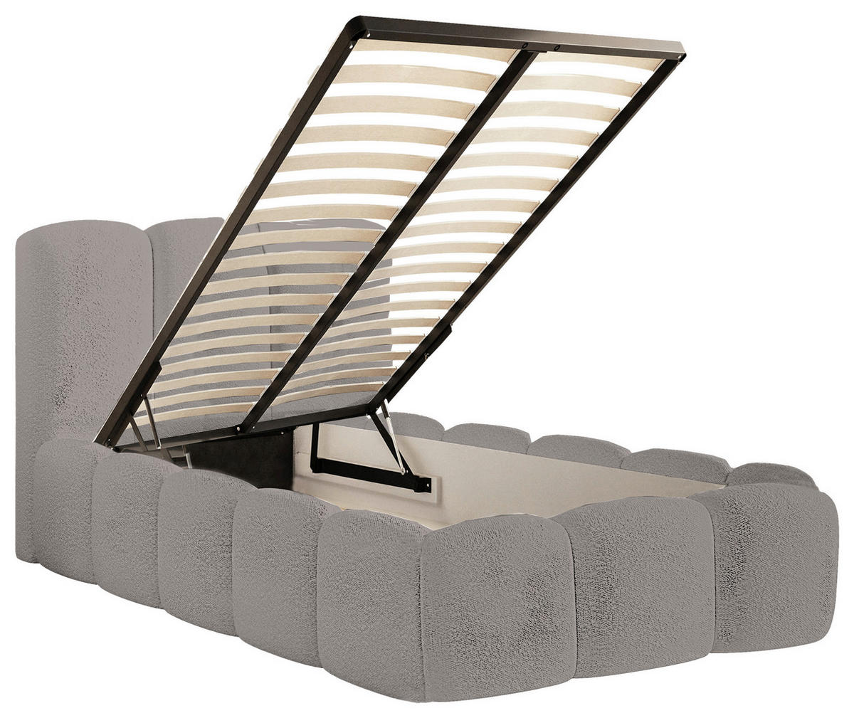 POLSTERBETT Lattenrost, Bettkasten 120/200 cm  in Grau  - Grau, MODERN, Holz/Textil (120/200cm) - Livetastic