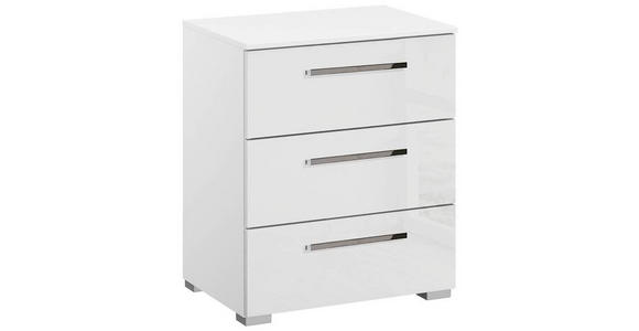 NACHTSCHRANK 50/61/42 cm - Chromfarben/Weiß Hochglanz, Design, Holzwerkstoff/Kunststoff (50/61/42cm) - Novel