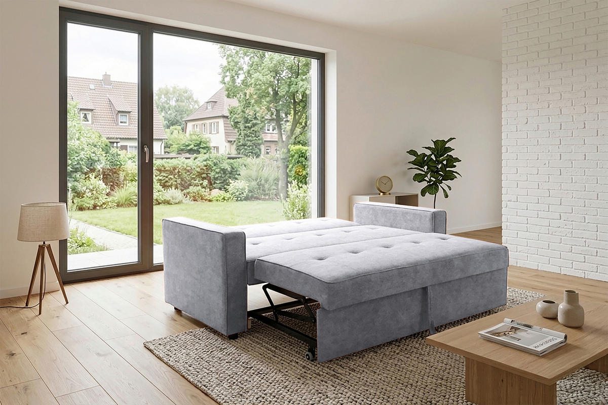 SCHLAFSOFA Flachgewebe Hellgrau  - Hellgrau, Trend, Textil (162/90/89cm) - Livetastic