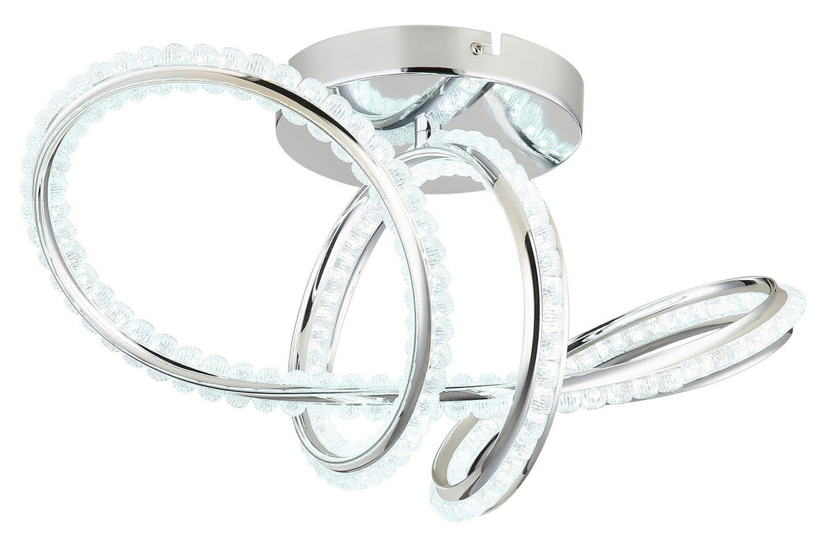 LED-DECKENLEUCHTE 50/25/25 cm   - Klar/Chromfarben, Design, Kunststoff/Metall (50/25/25cm) - Globo