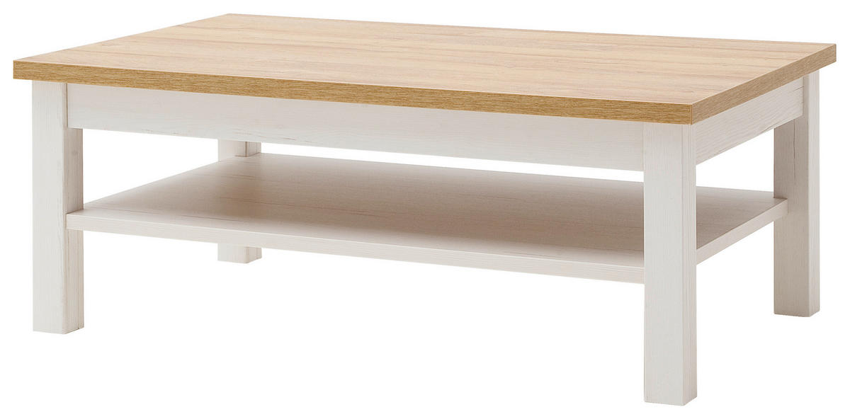 COUCHTISCH 114/70/46 cm rechteckig Weiß, Eichefarben  - Eichefarben/Weiß, Design, Holzwerkstoff (114/70/46cm) - Landscape