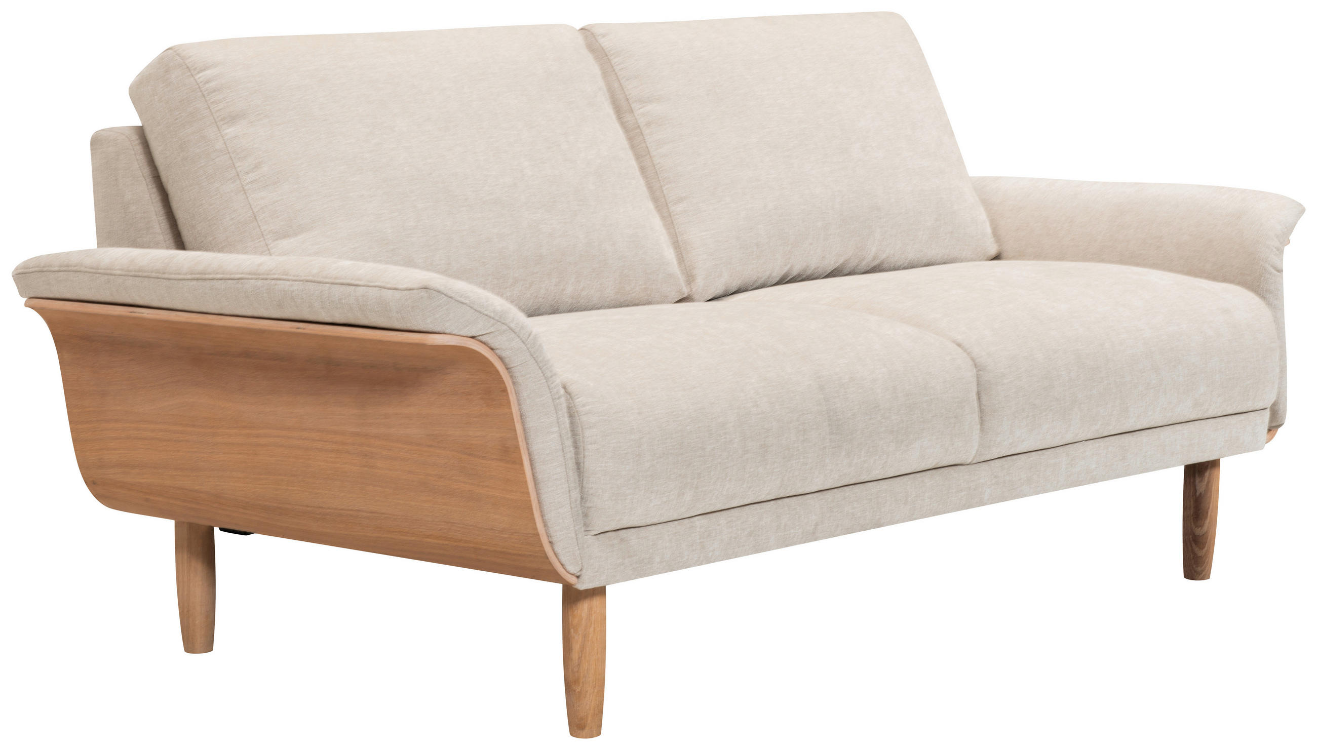 2-SITS SOFFA i chenille cremefärgad  - vit/ekfärgad, Klassisk, metall/trä (174/81/94cm) - Welnova