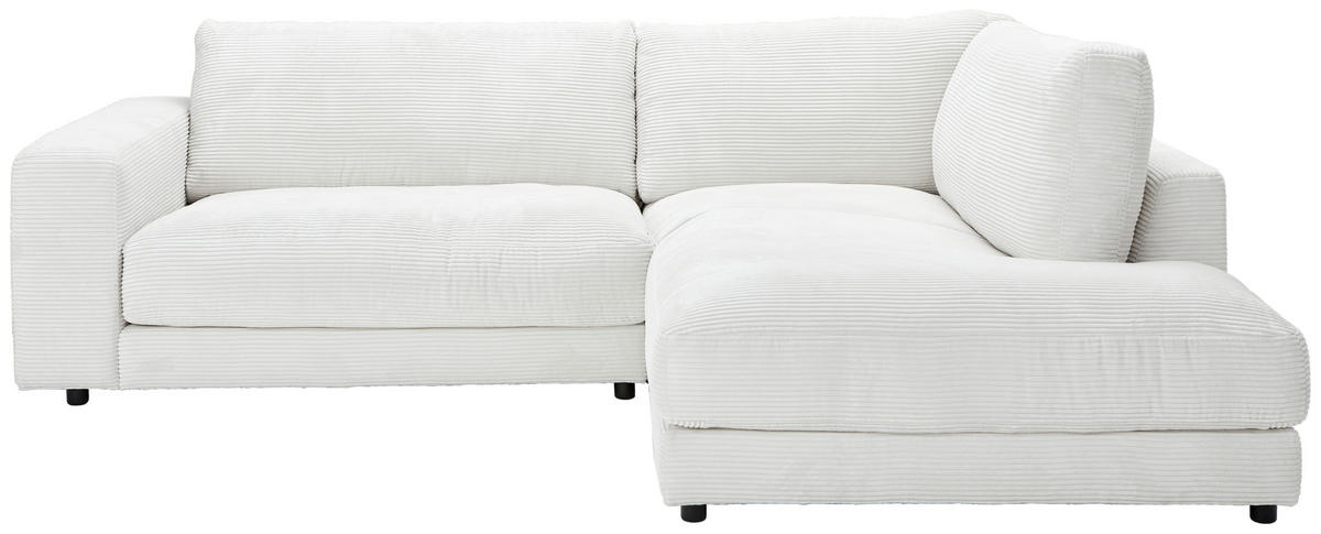 ECKSOFA in Cord Weiss  - Weiss/Schwarz, Design, Kunststoff/Textil (265/224cm) - Hom`in