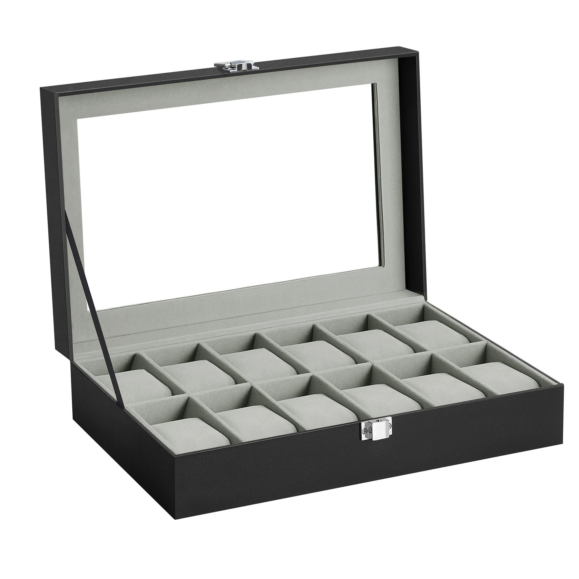 UHRENBOX - Schwarz, Basics, Glas/Holzwerkstoff (30,2/7,8/20,2cm)