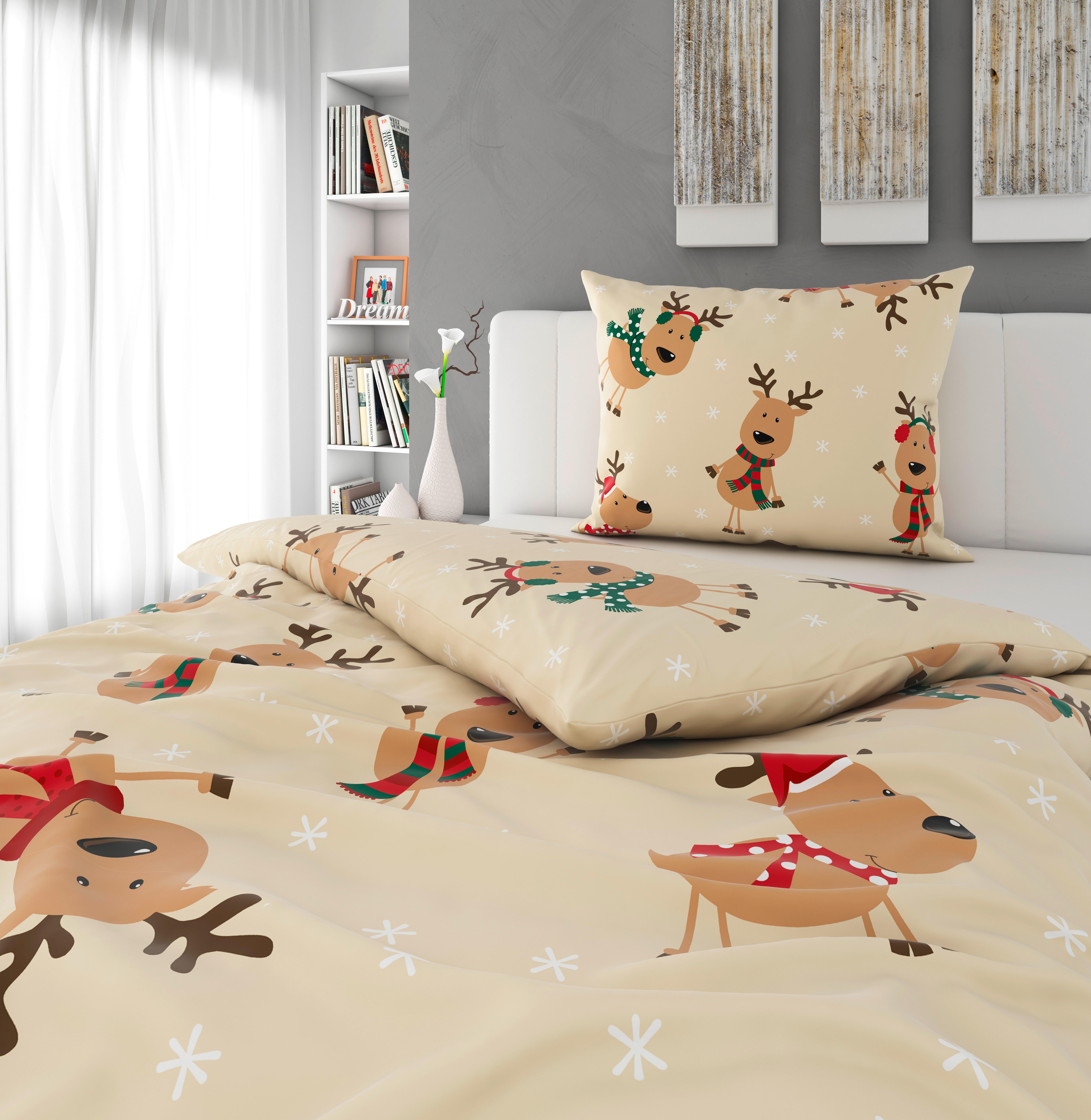 POSTELJNINA 140/200 cm saten rdeča, bež  - rdeča/bež, Konvencionalno, tekstil (140/200cm) - Esposa