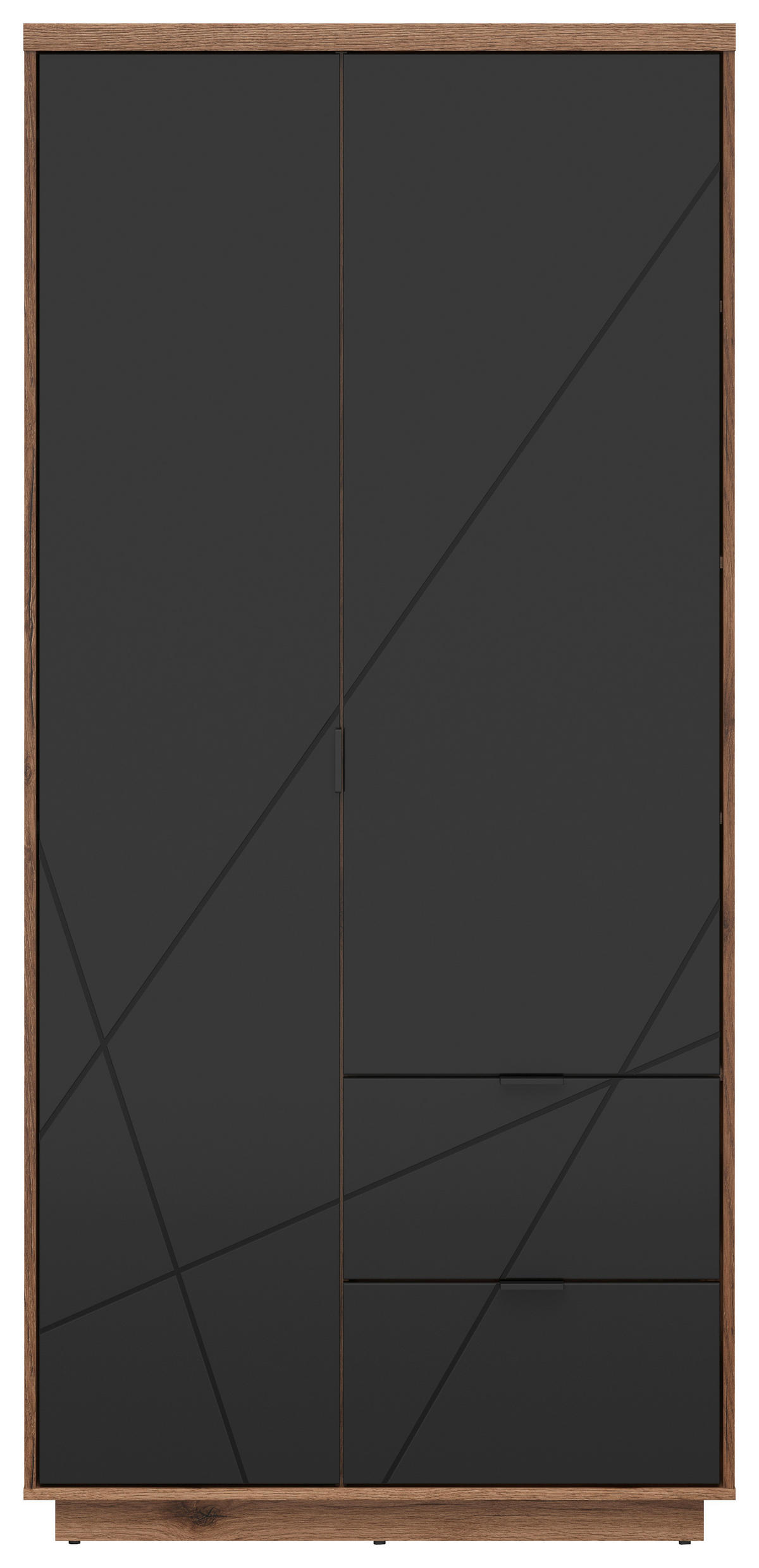 NYÍLÓAJTÓS SZEKRÉNY fekete, tölgyfa  - fekete/tölgyfa, Modern, faalapú anyag/fém (94/200,5/56,5cm) - MID.YOU