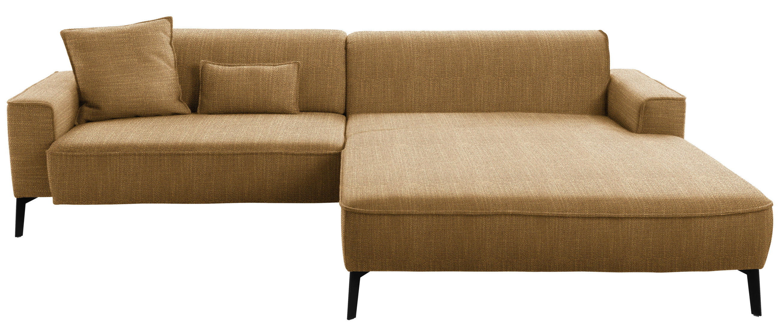 ECKSOFA in Flachgewebe Senfgelb  - Senfgelb/Schwarz, Design, Textil/Metall (285/190cm) - Johann Jakob