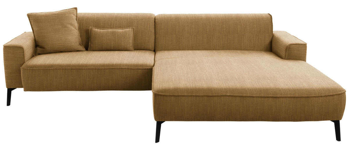 ECKSOFA in Flachgewebe Senfgelb  - Senfgelb/Schwarz, Design, Textil/Metall (285/190cm) - Johann Jakob
