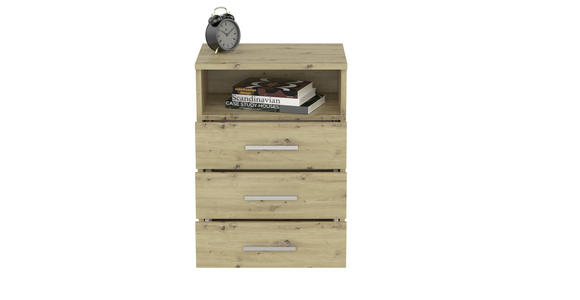 NACHTSCHRANK 45/62/35 cm  - Eichefarben/Alufarben, KONVENTIONELL, Holzwerkstoff/Kunststoff (45/62/35cm) - Carryhome