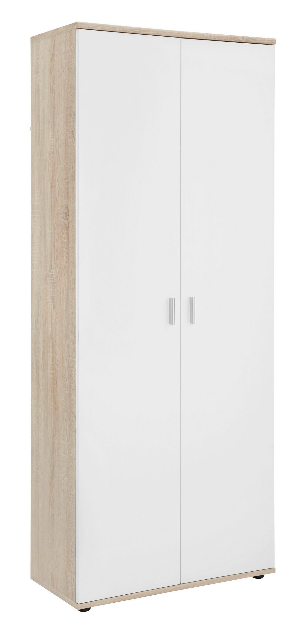 OMARA ZA ČEVLJE bela, hrast sonoma - srebrne barve/bela, Design, umetna masa/leseni material (69/176/35cm) - Boxxx