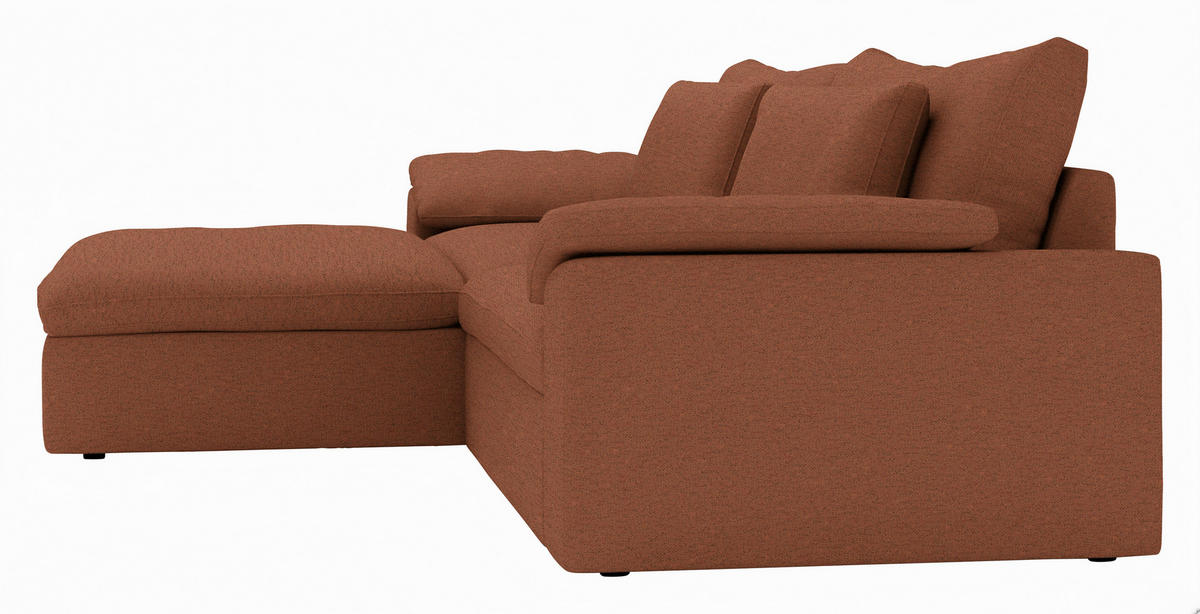 ECKSOFA Flachgewebe Beigebraun  - Beigebraun/Schwarz, Modern, Kunststoff/Textil (198/306cm) - Carryhome