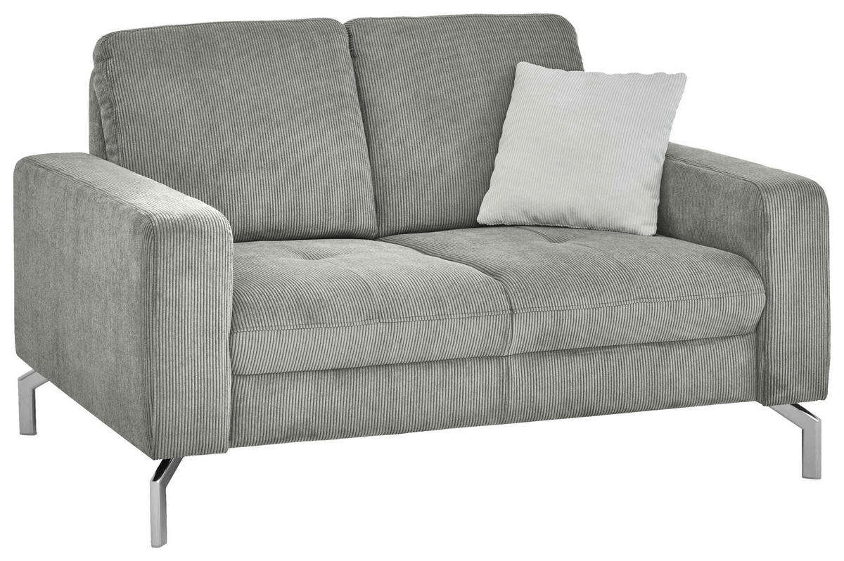 2-SITZER-SOFA  in Feincord Silberfarben  - Chromfarben/Silberfarben, Design, Textil/Metall (142/87/105cm) - Beldomo Style