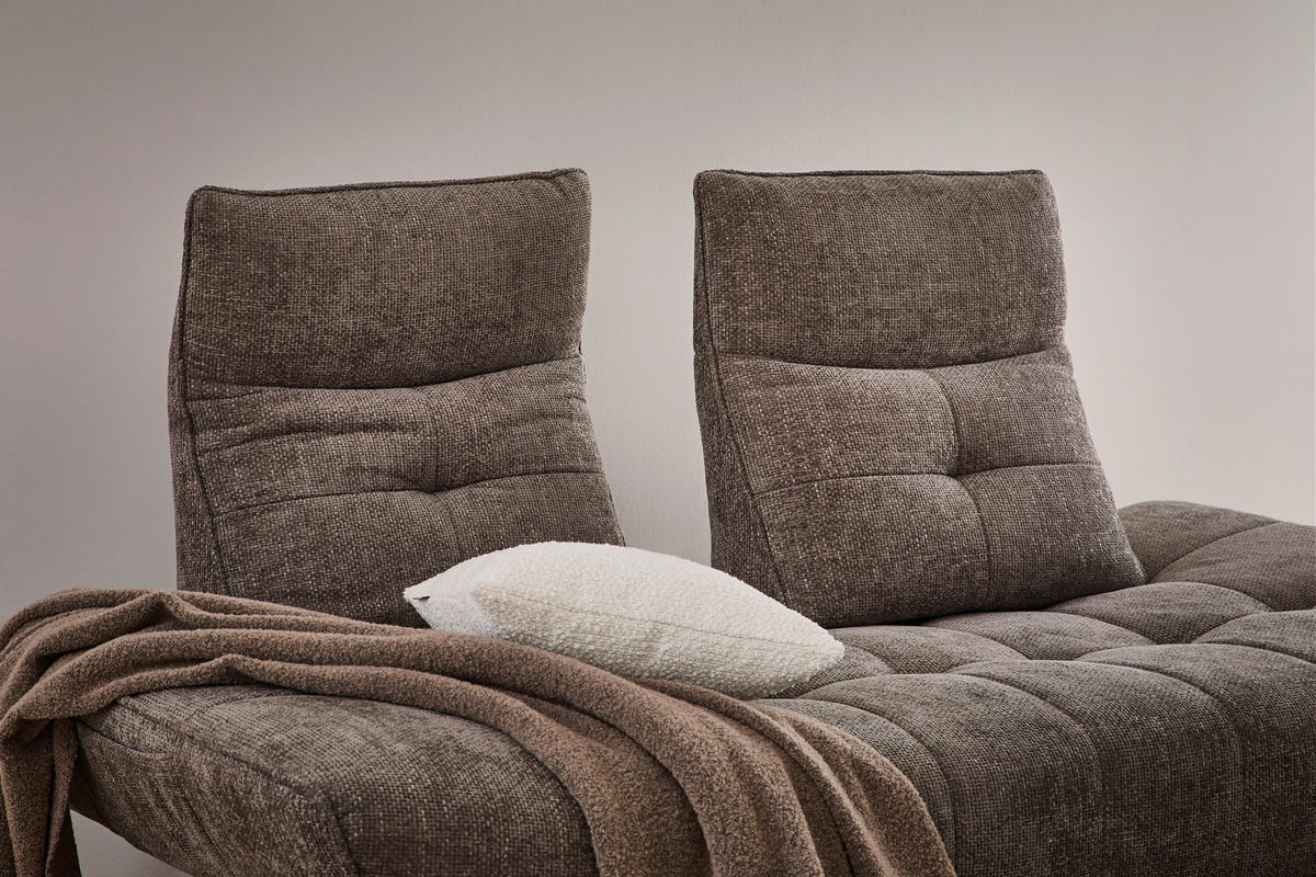Sofa inkl. Funktionen Chenille Grau  - Schwarz/Grau, Design, Textil/Metall (200/100/100-120cm) - Celina Home